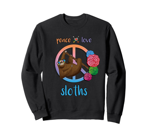 Peace Love Sloths Hippie Sweatshirt - Minimalist Print Unisex - T-Shirt, Sweatshirt, Hoodie