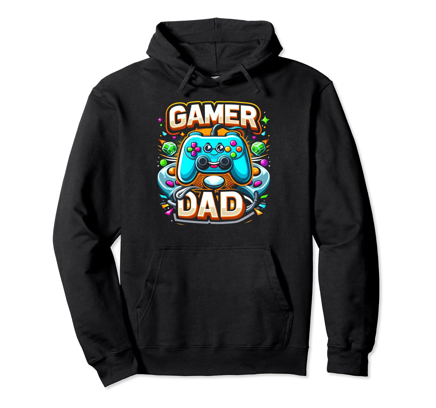 Gamer Dad Game Controller Gaming Video Hoodie - Custom Art Print Men Women - T-Shirt, Sweatshirt, Hoodie