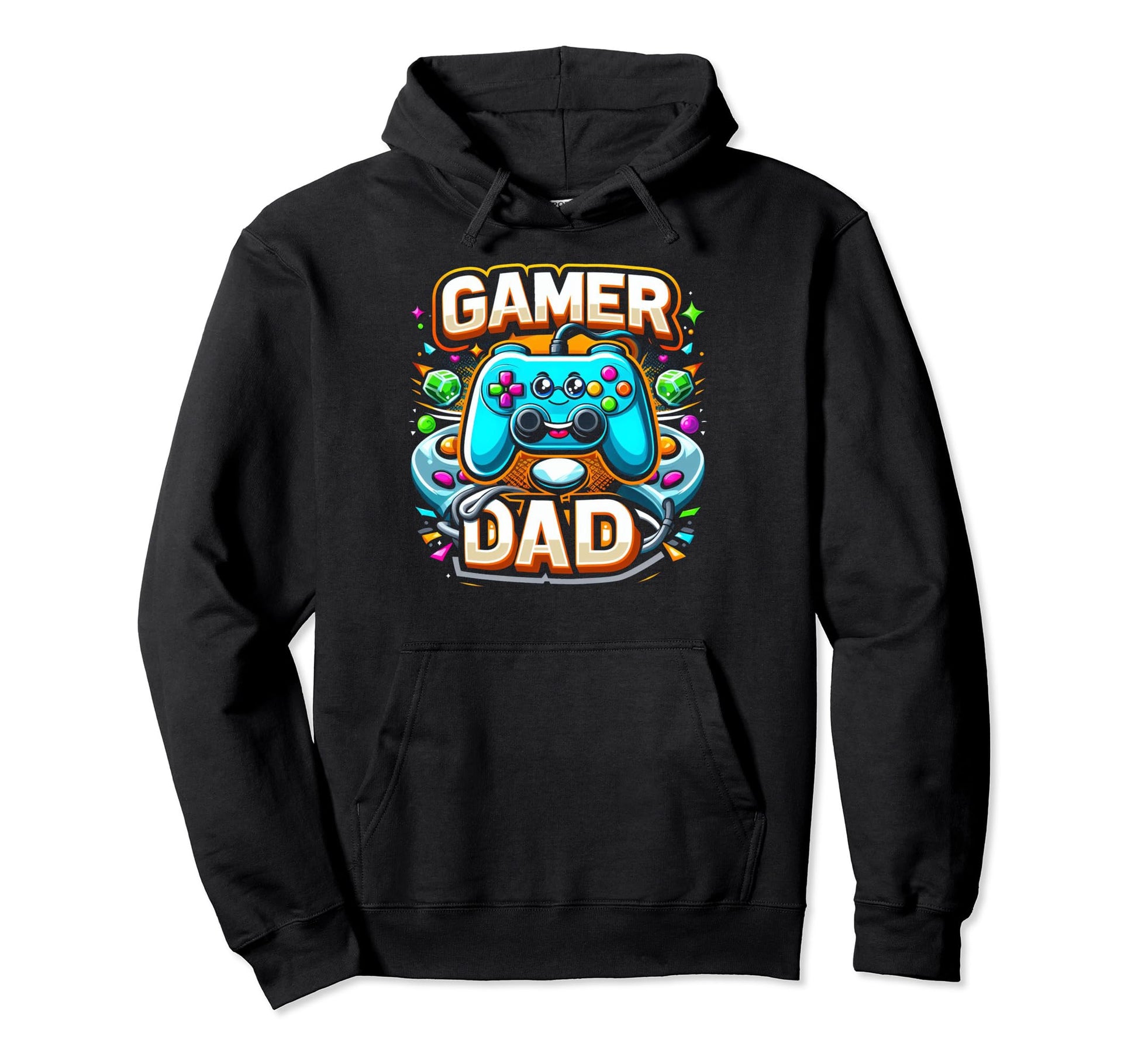 Gamer Dad Game Controller Gaming Video Hoodie - Custom Art Print Men Women - T-Shirt, Sweatshirt, Hoodie