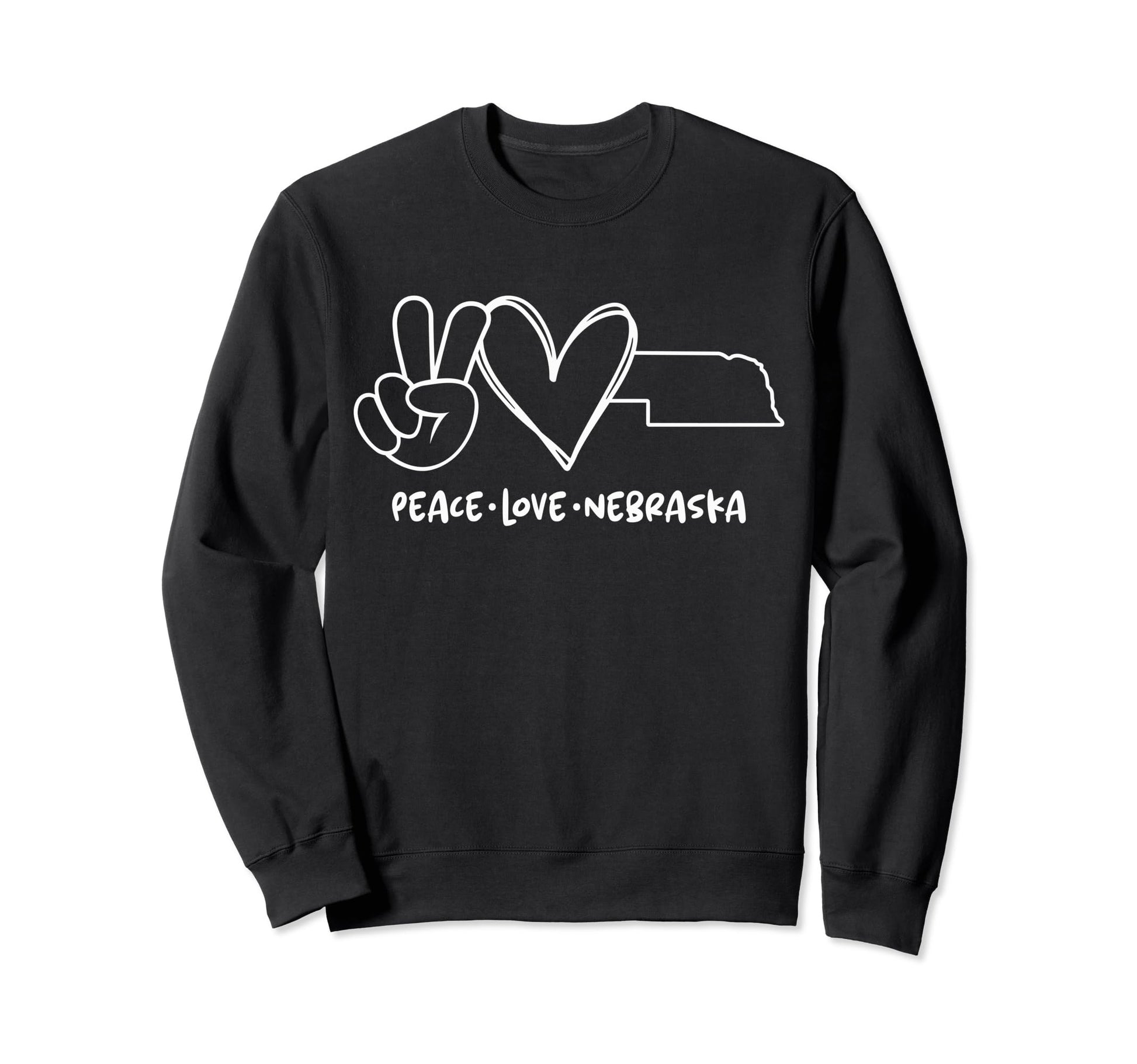 Peace Love Nebraska Ne Nebraska Sweatshirt - Streetwear Style for Adults - T-Shirt, Sweatshirt, Hoodie