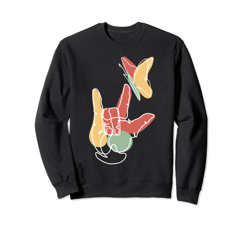I Love You Sign Language Asl Boho Sweatshirt - Novelty Apparel for Adults - T-Shirt, Sweatshirt, Hoodie
