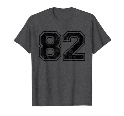 Number 82 Varsity Distressed Sport T-Shirt - Minimalist Print Men Women - T-Shirt, Sweatshirt, Hoodie