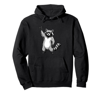 Raccoon Rocking Out Music Gift Animal Hoodie - Novelty Apparel Unisex - T-Shirt, Sweatshirt, Hoodie
