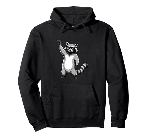 Raccoon Rocking Out Music Gift Animal Hoodie - Novelty Apparel Unisex - T-Shirt, Sweatshirt, Hoodie