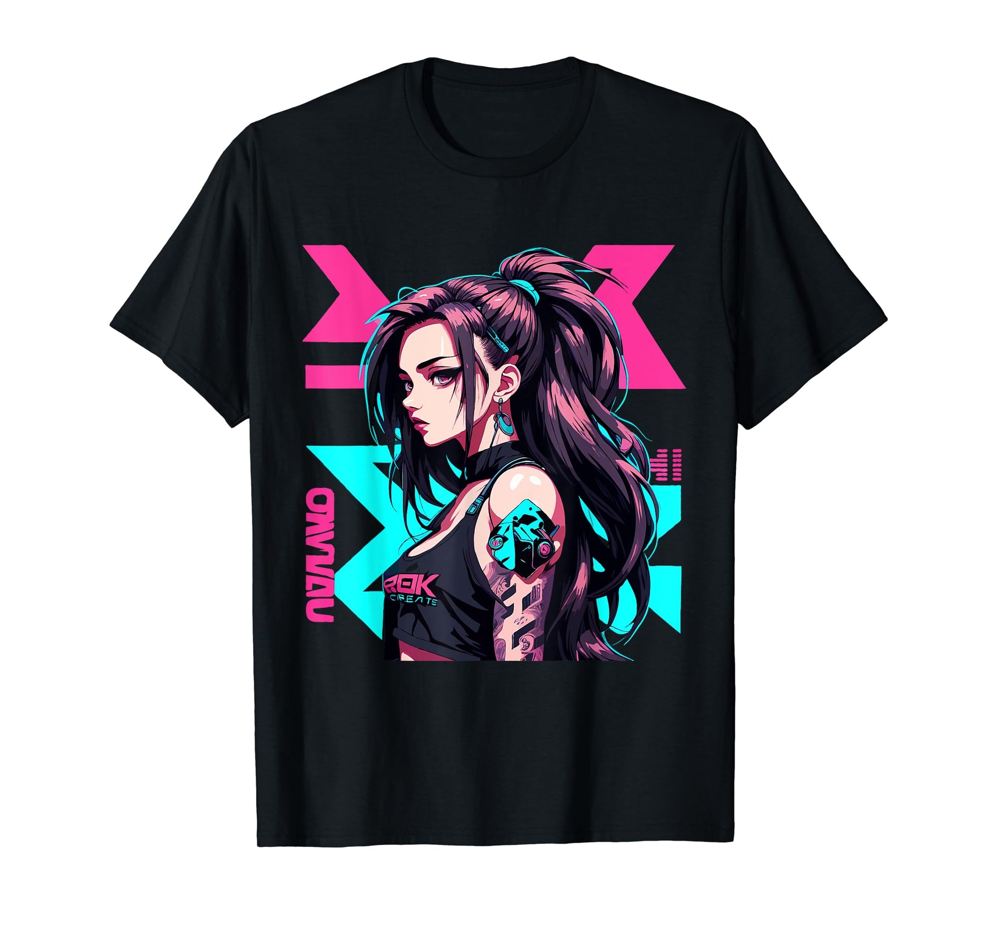 Sexy Waifu Cyberpunk Anime Aesthetic T-Shirt - Minimalist Print for Adults - T-Shirt, Sweatshirt, Hoodie