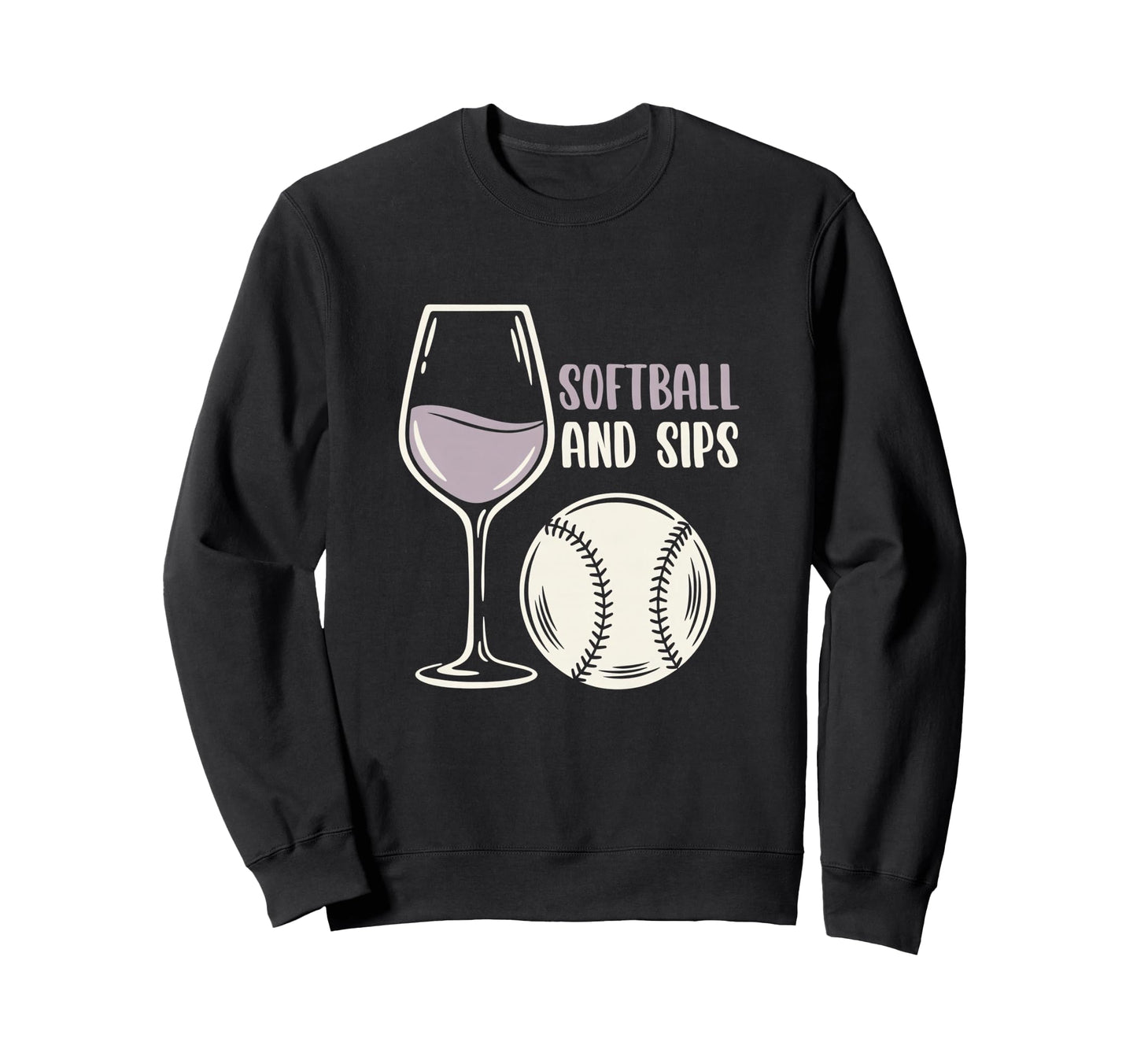 Softball And Sips Fastpitch Sweatshirt - Minimalist Print Men Women - T-Shirt, Sweatshirt, Hoodie