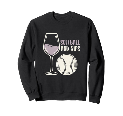 Softball And Sips Fastpitch Sweatshirt - Minimalist Print Men Women - T-Shirt, Sweatshirt, Hoodie