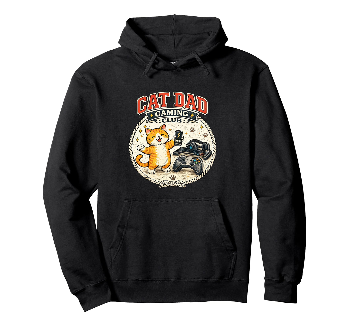 Cat Dad Gaming Club Funny Gamer Pet Owner Hoodie - Graphic Print Men Women - T-Shirt, Sweatshirt, Hoodie