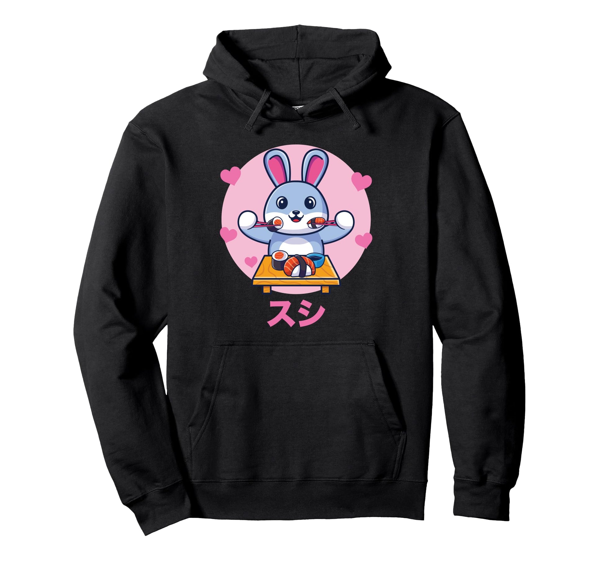 Rabbit Sushi Kawaii Otaku Japanese Hoodie - Minimalist Print for Adults - T-Shirt, Sweatshirt, Hoodie