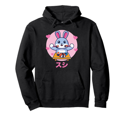 Rabbit Sushi Kawaii Otaku Japanese Hoodie - Minimalist Print for Adults - T-Shirt, Sweatshirt, Hoodie