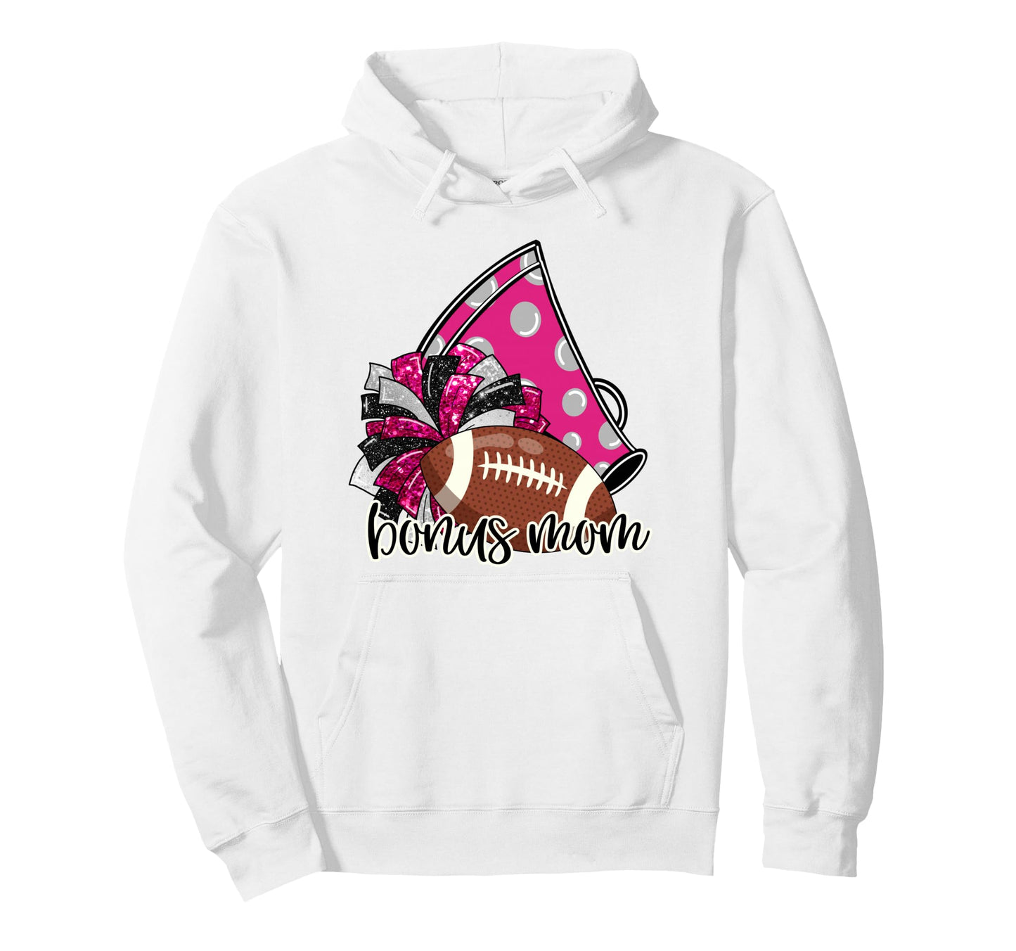Cheerleader Bonus Mom Game Day Cheer Hoodie - Trendy Graphic for Adults - T-Shirt, Sweatshirt, Hoodie