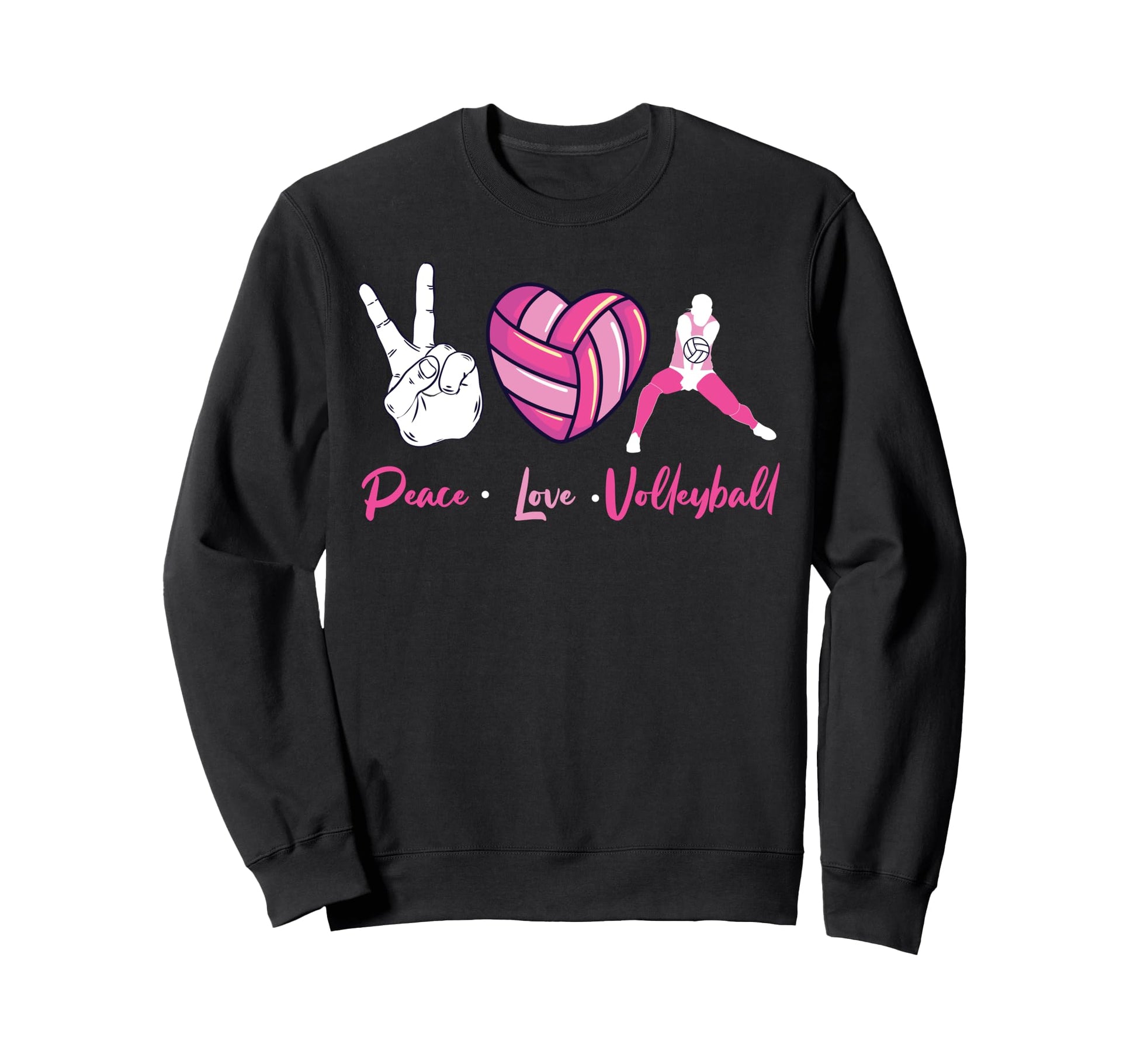 Volleyball Player Team Peace Love Sweatshirt - Casual Everyday Wear Unisex - T-Shirt, Sweatshirt, Hoodie