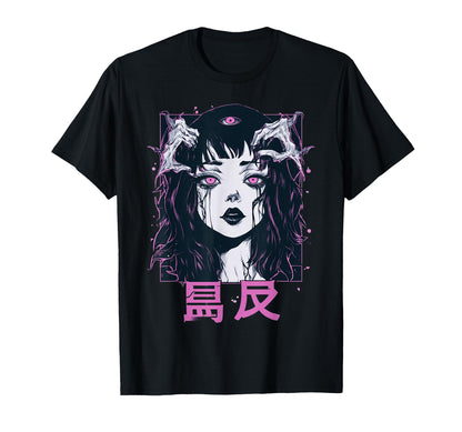 Goth Grunge Demon Anime Waifu Horror T-Shirt - Custom Art Print for Adults - T-Shirt, Sweatshirt, Hoodie