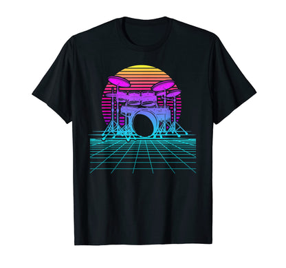 Drummer Drum Kit Drum Player 80S T-Shirt - Fun Novelty Design Men Women - T-Shirt, Sweatshirt, Hoodie