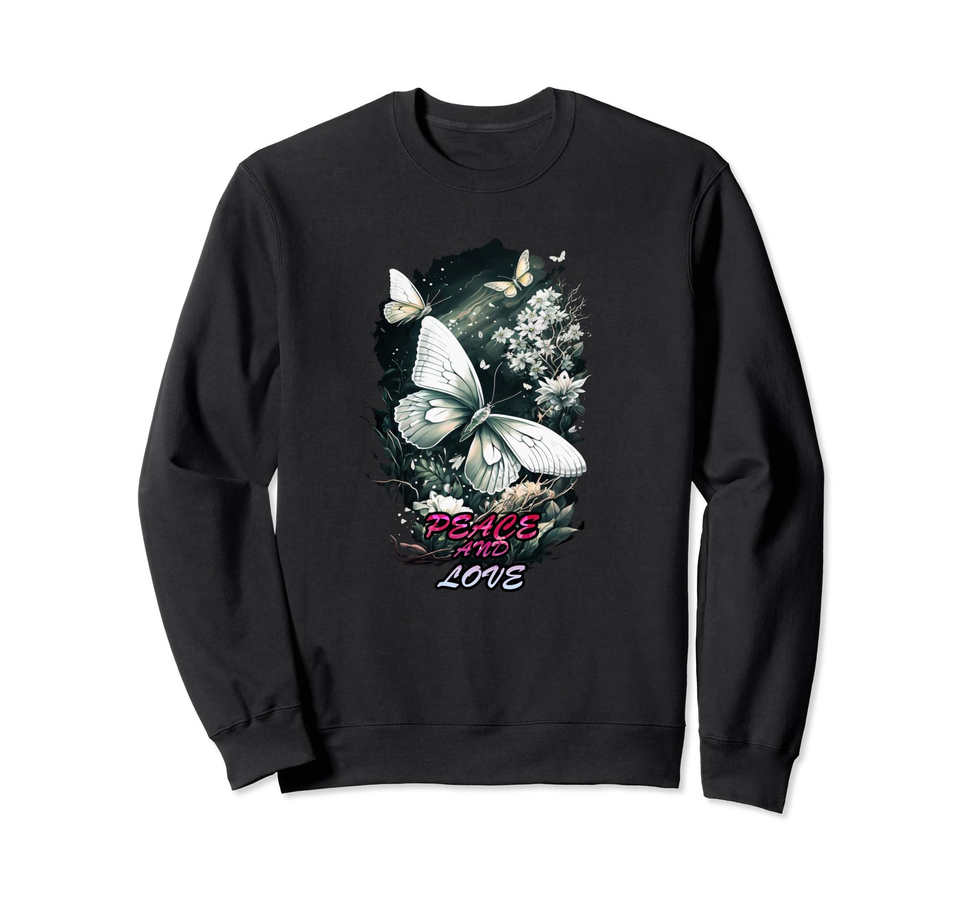 White Butterfly Peace And Love Sweatshirt - Aesthetic Graphic Men Women - T-Shirt, Sweatshirt, Hoodie