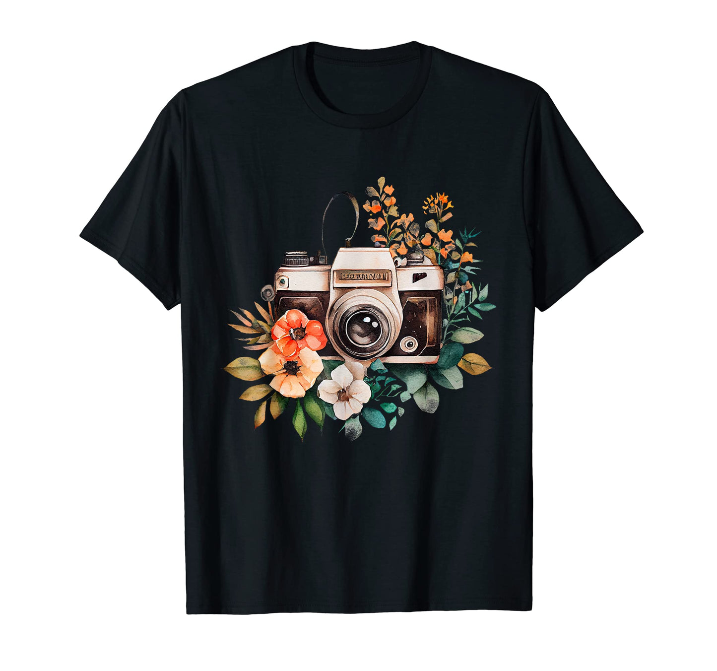 Photographer Floral Watercolor Camera T-Shirt - Trendy Graphic for Adults - T-Shirt, Sweatshirt, Hoodie
