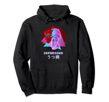 Depressed Vaporwave Aesthetic Japanese Hoodie - Streetwear Style for Adults - T-Shirt, Sweatshirt, Hoodie
