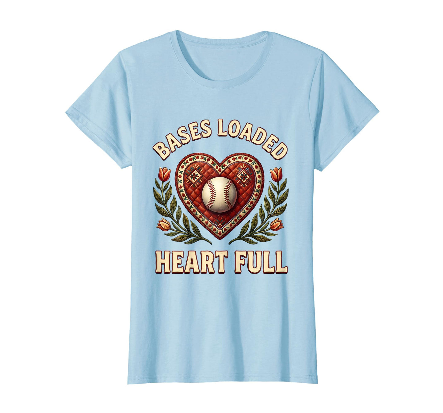 Bases Loaded Heart Full Baseball Mom T-Shirt - Custom Art Print Unisex - T-Shirt, Sweatshirt, Hoodie