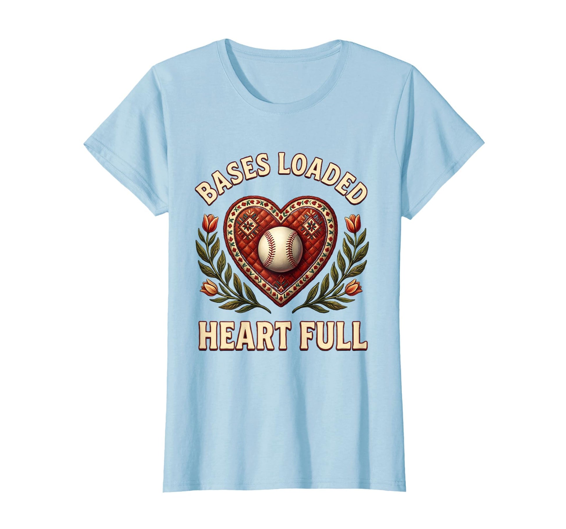Bases Loaded Heart Full Baseball Mom T-Shirt - Custom Art Print Unisex - T-Shirt, Sweatshirt, Hoodie