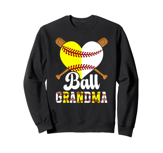 Ball Grandma Heart Softball Sweatshirt - Fun Novelty Design for Adults - T-Shirt, Sweatshirt, Hoodie