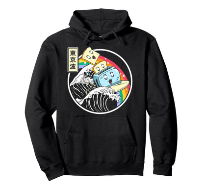 Happy Toaster Surfing Kanagawa Japan Wave Hoodie - Minimalist Print Unisex - T-Shirt, Sweatshirt, Hoodie
