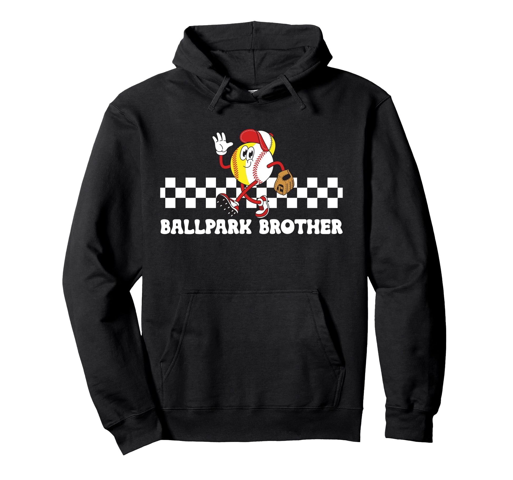 Ballpark Brother Groovy Softball Baseball Hoodie - Minimalist Print Unisex - T-Shirt, Sweatshirt, Hoodie