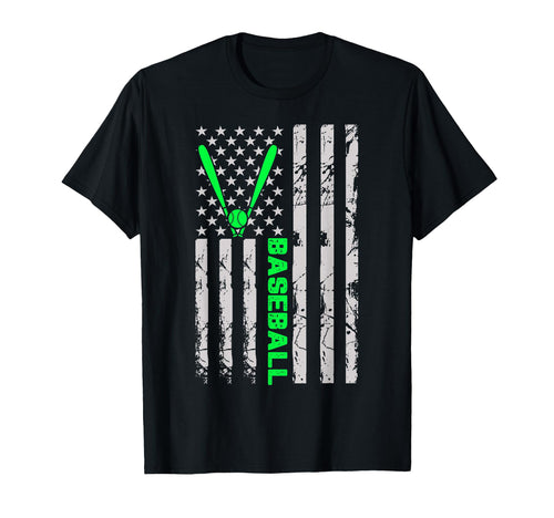 Baseball Distress Flag Fun T-Shirt - Unique Graphic Men Women - T-Shirt, Sweatshirt, Hoodie