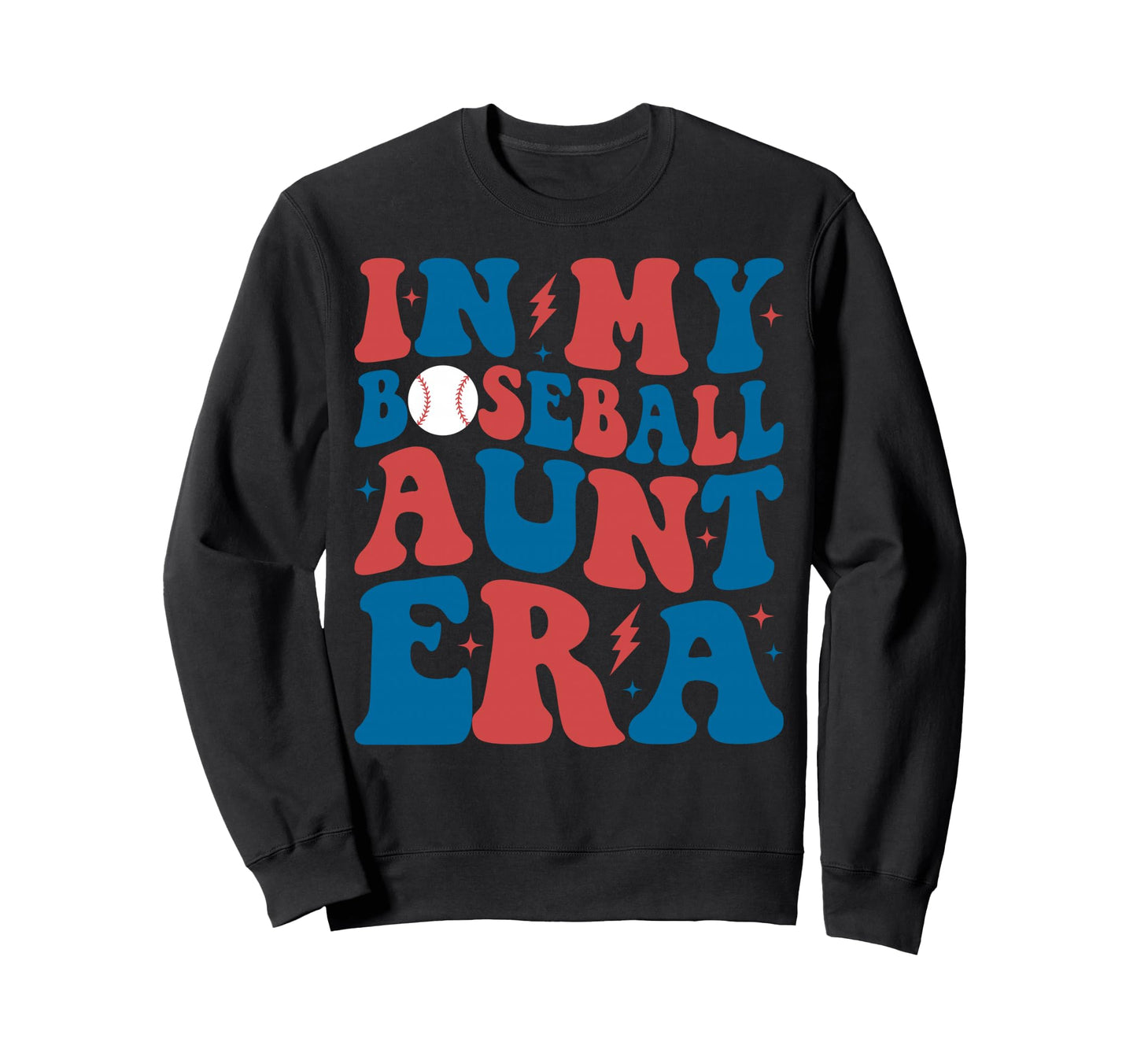 My Baseball Aunt Era Groovy Baseball Sweatshirt - Graphic Print Men Women - T-Shirt, Sweatshirt, Hoodie