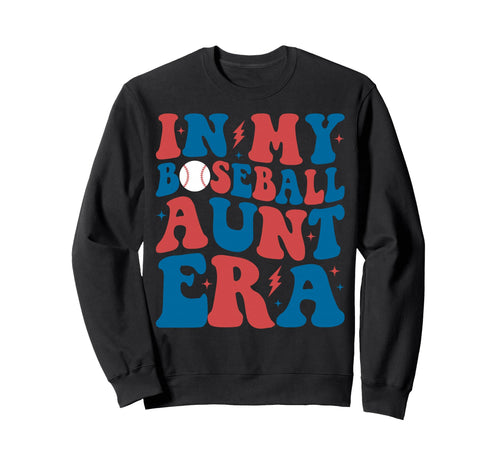 My Baseball Aunt Era Groovy Baseball Sweatshirt - Graphic Print Men Women - T-Shirt, Sweatshirt, Hoodie