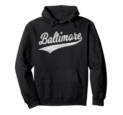 Baltimore Maryland Varsity Script Hoodie - Streetwear Style Men Women - T-Shirt, Sweatshirt, Hoodie