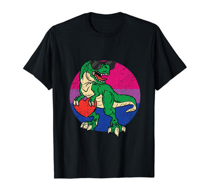 Lgbt Q Dinosaur Bisexual Pride T-Shirt - Minimalist Print Men Women - T-Shirt, Sweatshirt, Hoodie