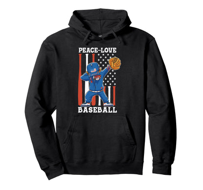 Peace Love Baseball Hoodie - Novelty Apparel for Adults - T-Shirt, Sweatshirt, Hoodie
