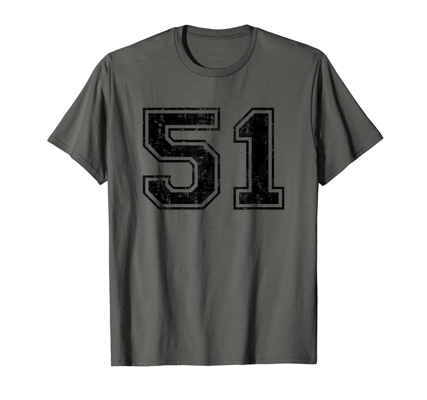 Number 51 Varsity Distressed Sport Team T-Shirt - Graphic Print for Adults - T-Shirt, Sweatshirt, Hoodie