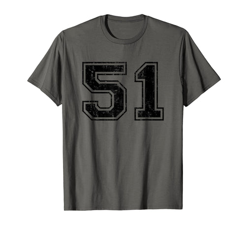 Number 51 Varsity Distressed Sport Team T-Shirt - Graphic Print for Adults - T-Shirt, Sweatshirt, Hoodie