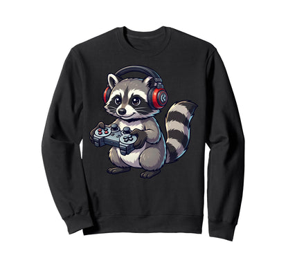 Raccoon Funny Video Games Raccoon Sweatshirt - Unique Graphic for Adults - T-Shirt, Sweatshirt, Hoodie