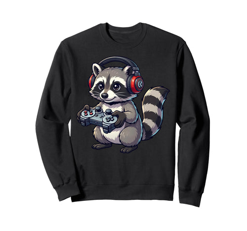 Raccoon Funny Video Games Raccoon Sweatshirt - Unique Graphic for Adults - T-Shirt, Sweatshirt, Hoodie