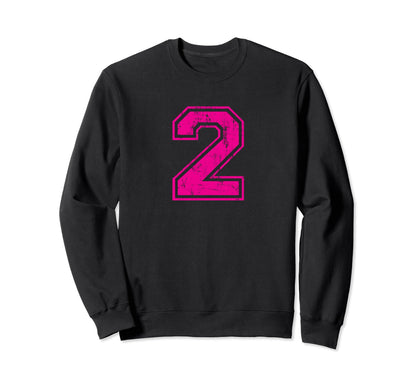 Number 2 Two Varsity Distressed Sweatshirt - Casual Everyday Wear Unisex - T-Shirt, Sweatshirt, Hoodie