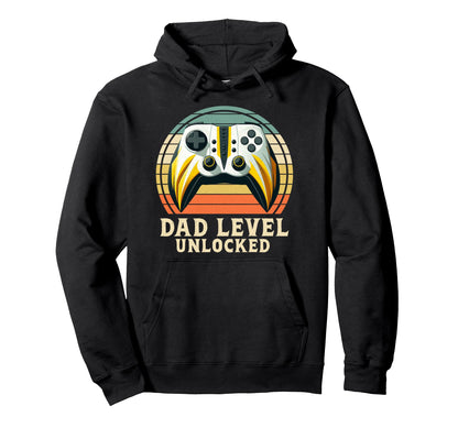 Dad Level Unlocked Controller Papa Hoodie - Novelty Apparel for Adults - T-Shirt, Sweatshirt, Hoodie