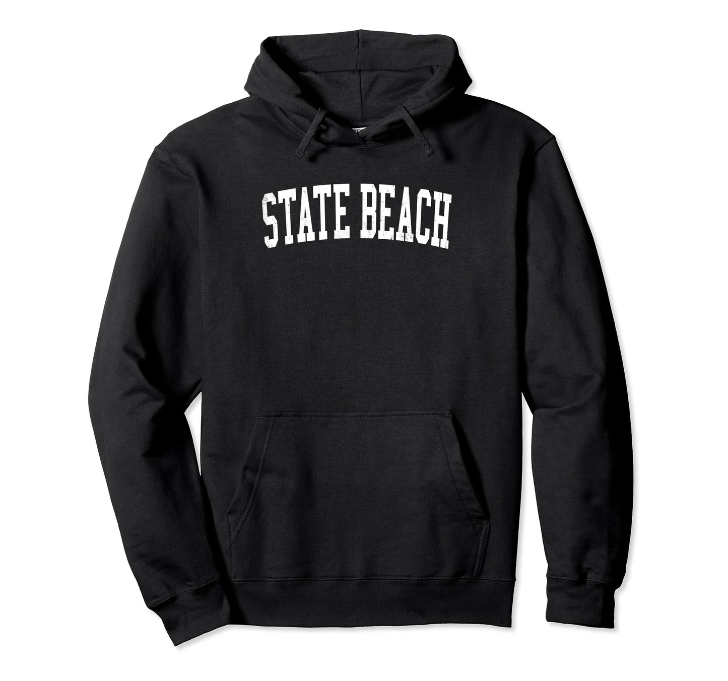 State Beach Distressed White Varsity Hoodie - Fun Novelty Design Unisex - T-Shirt, Sweatshirt, Hoodie