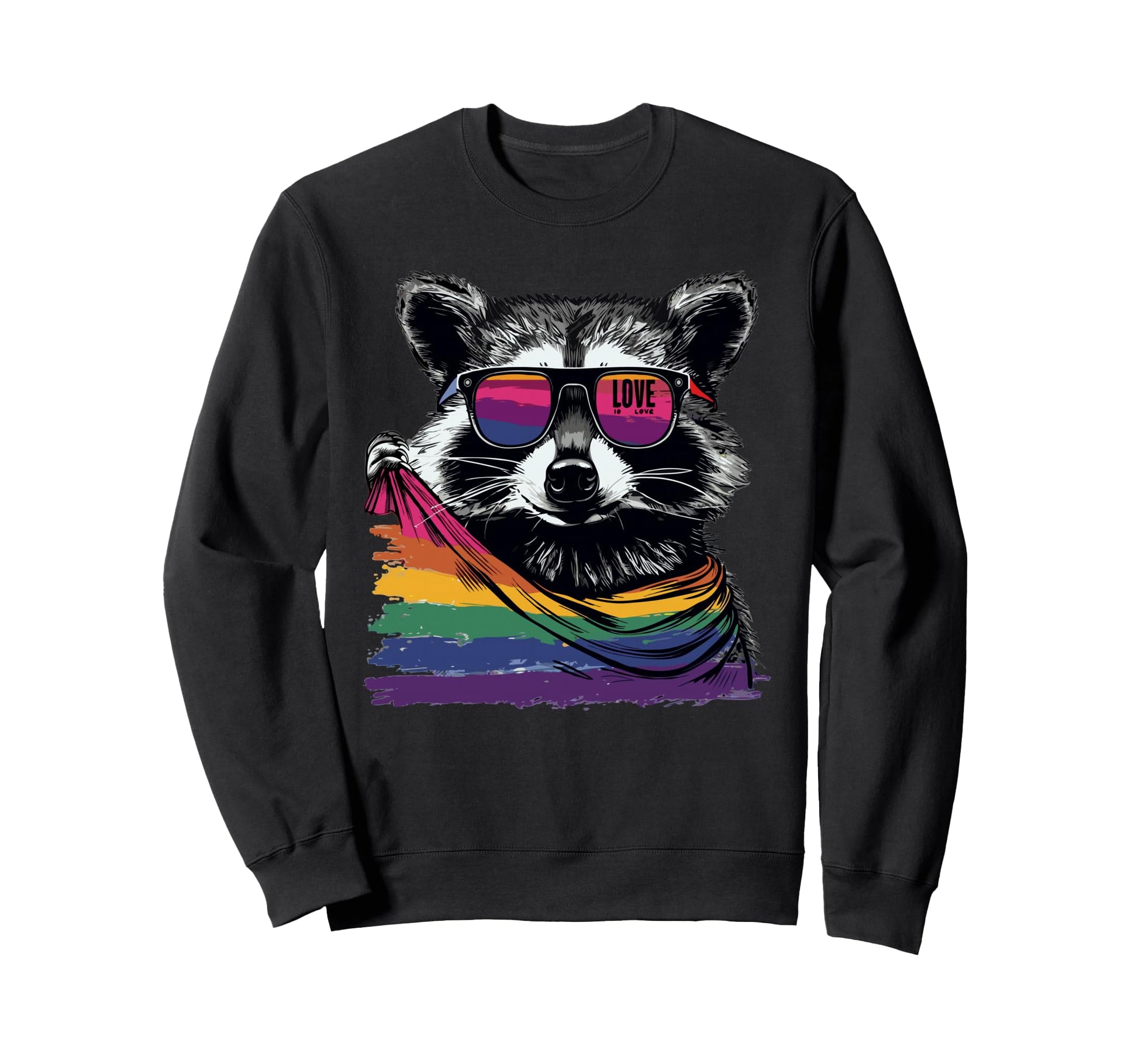 Funny Raccoon Love Sunglasses Summer Sweatshirt - Unique Graphic Men Women - T-Shirt, Sweatshirt, Hoodie