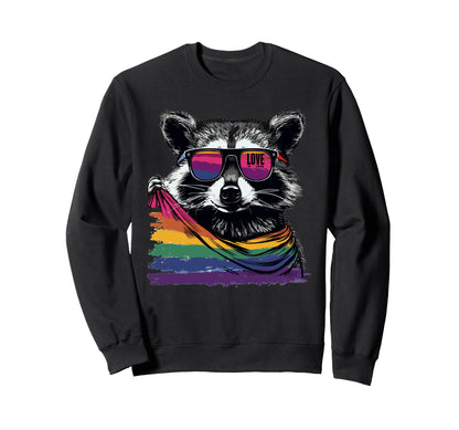 Funny Raccoon Love Sunglasses Summer Sweatshirt - Unique Graphic Men Women - T-Shirt, Sweatshirt, Hoodie