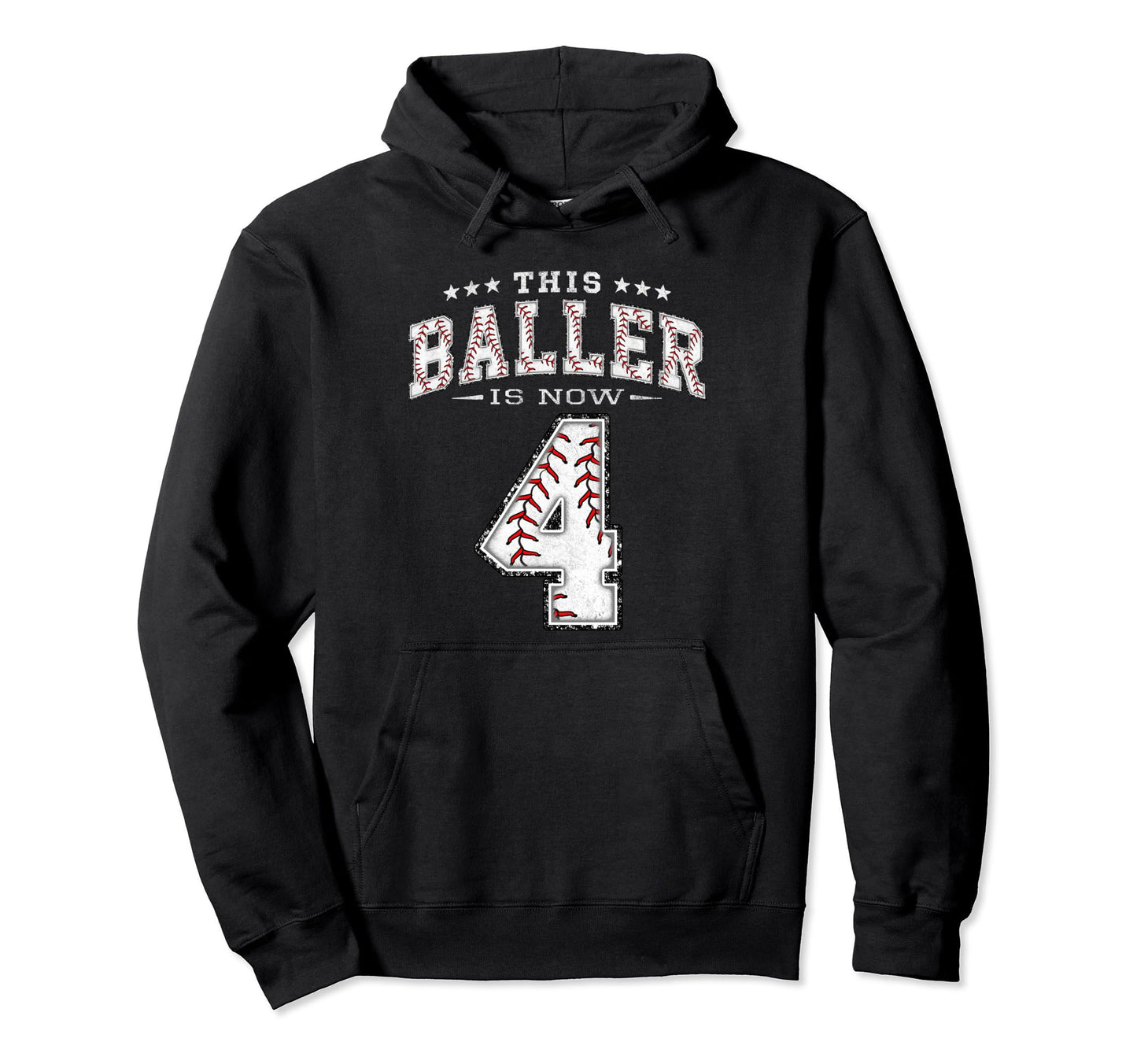 4 Years Old Birthday Baseball Theme Four 4Th Hoodie - Graphic Print Unisex - T-Shirt, Sweatshirt, Hoodie
