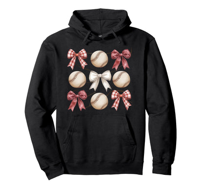 Baseball Coquette Bow Mom Sister Hoodie - Aesthetic Graphic for Adults - T-Shirt, Sweatshirt, Hoodie