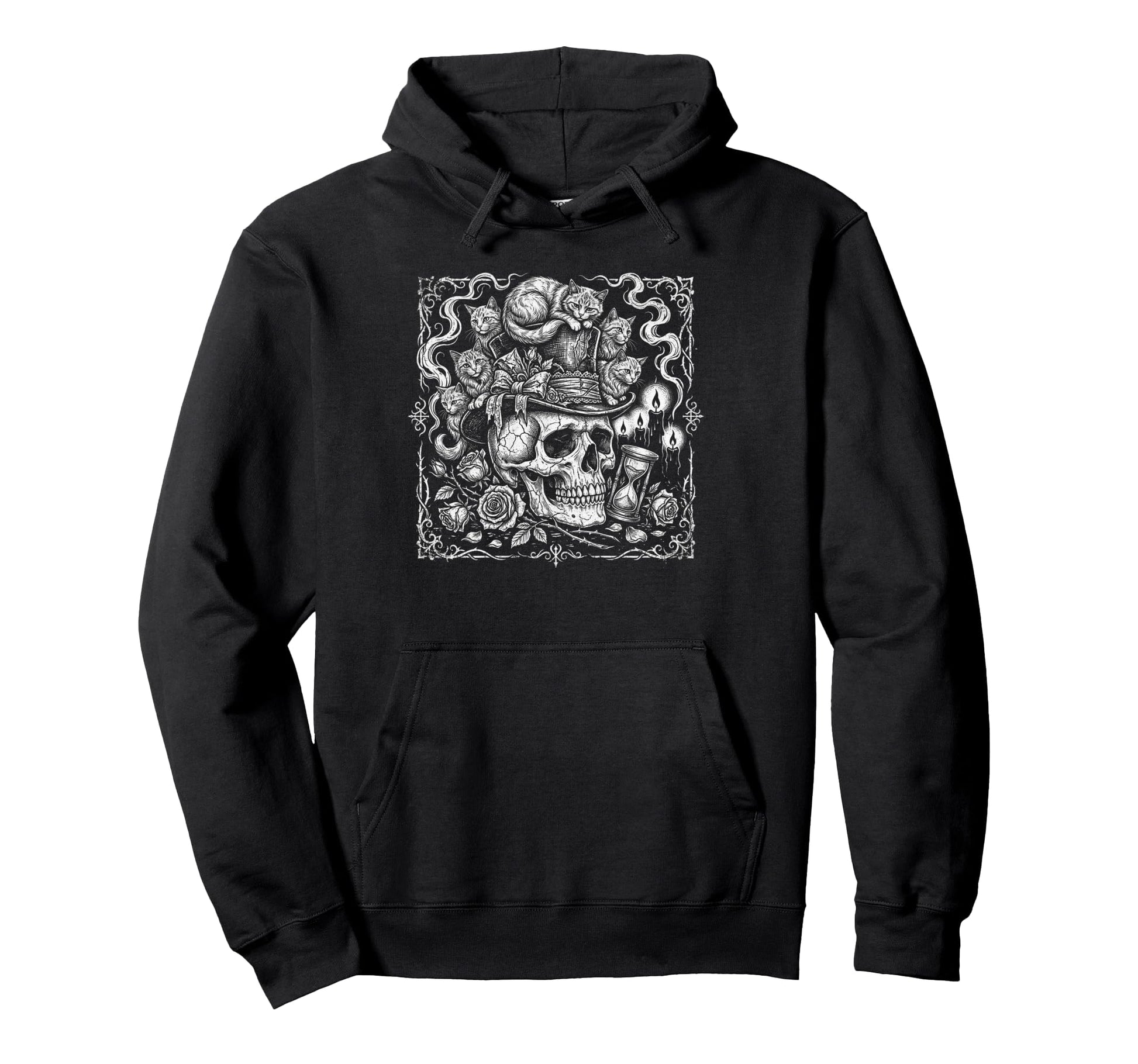 Skull Cat Skeleton Kitty Kitten Hoodie - Casual Everyday Wear for Adults - T-Shirt, Sweatshirt, Hoodie