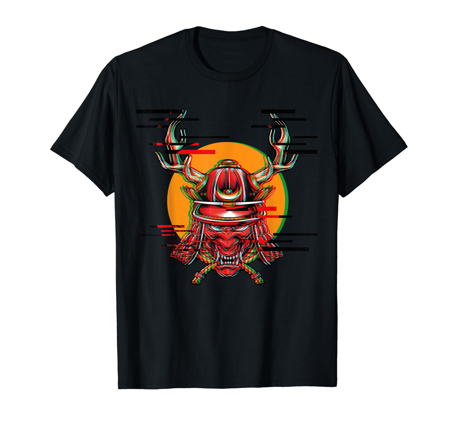 Demon Oni Mask Glitch Aesthetic T-Shirt - Fun Novelty Design for Adults - T-Shirt, Sweatshirt, Hoodie
