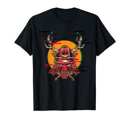 Demon Oni Mask Glitch Aesthetic T-Shirt - Fun Novelty Design for Adults - T-Shirt, Sweatshirt, Hoodie