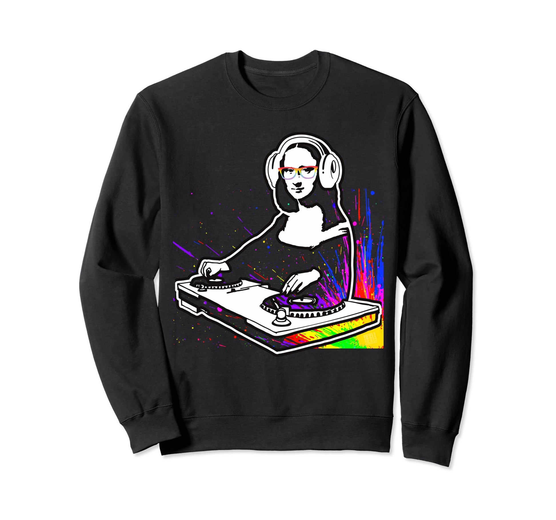 Mona Lisa Dj Lgtbq Rainbow Galaxy Sweatshirt - Custom Art Print for Adults - T-Shirt, Sweatshirt, Hoodie