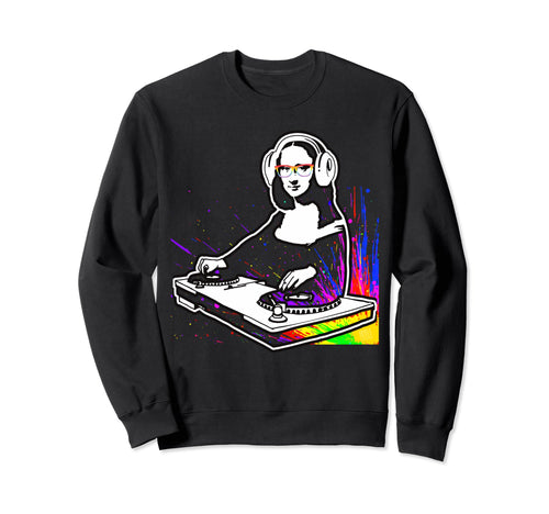 Mona Lisa Dj Lgtbq Rainbow Galaxy Sweatshirt - Custom Art Print for Adults - T-Shirt, Sweatshirt, Hoodie