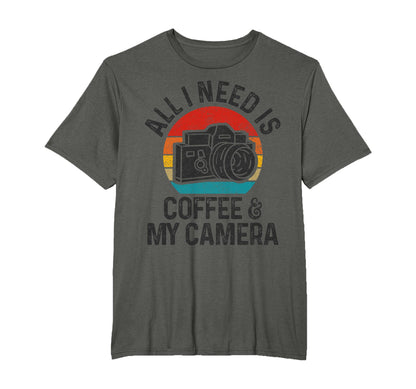 Photographer Gift Coffee Camera Funny T-Shirt - Unique Graphic for Adults - T-Shirt, Sweatshirt, Hoodie