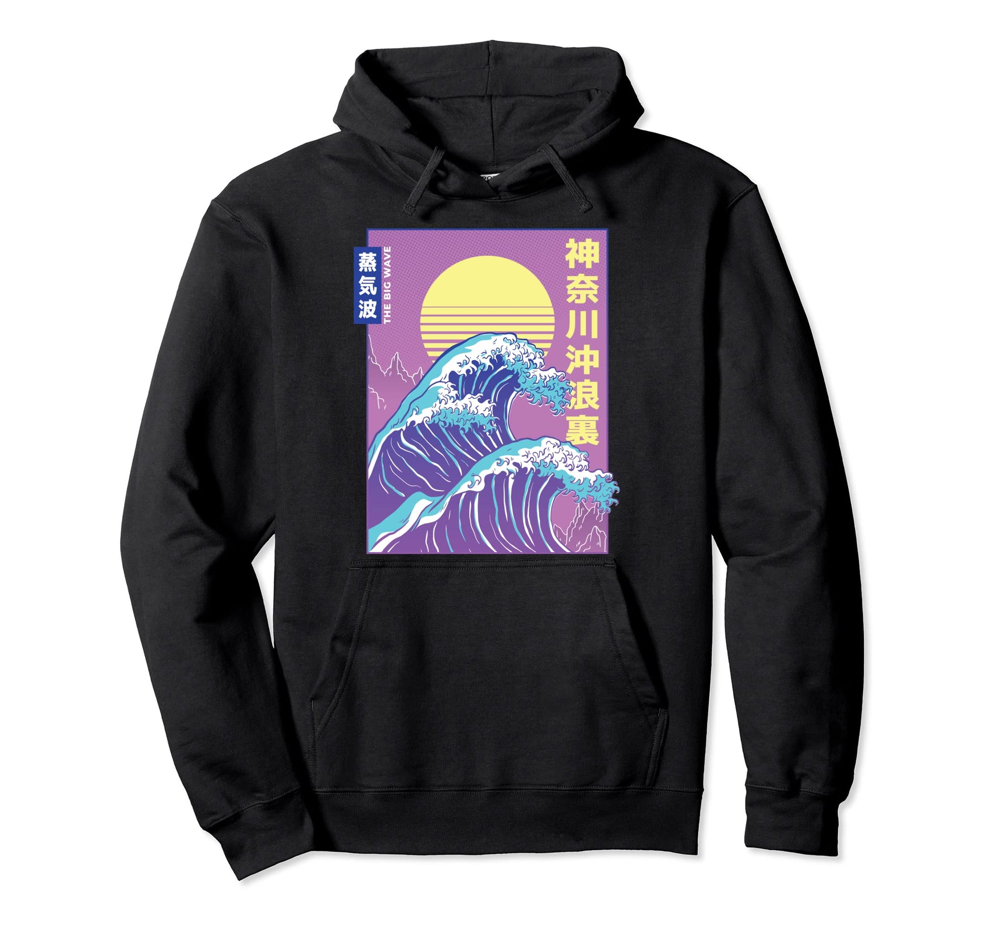 Great Wave Japanese Vaporwave 90S Hoodie - Custom Art Print Unisex - T-Shirt, Sweatshirt, Hoodie